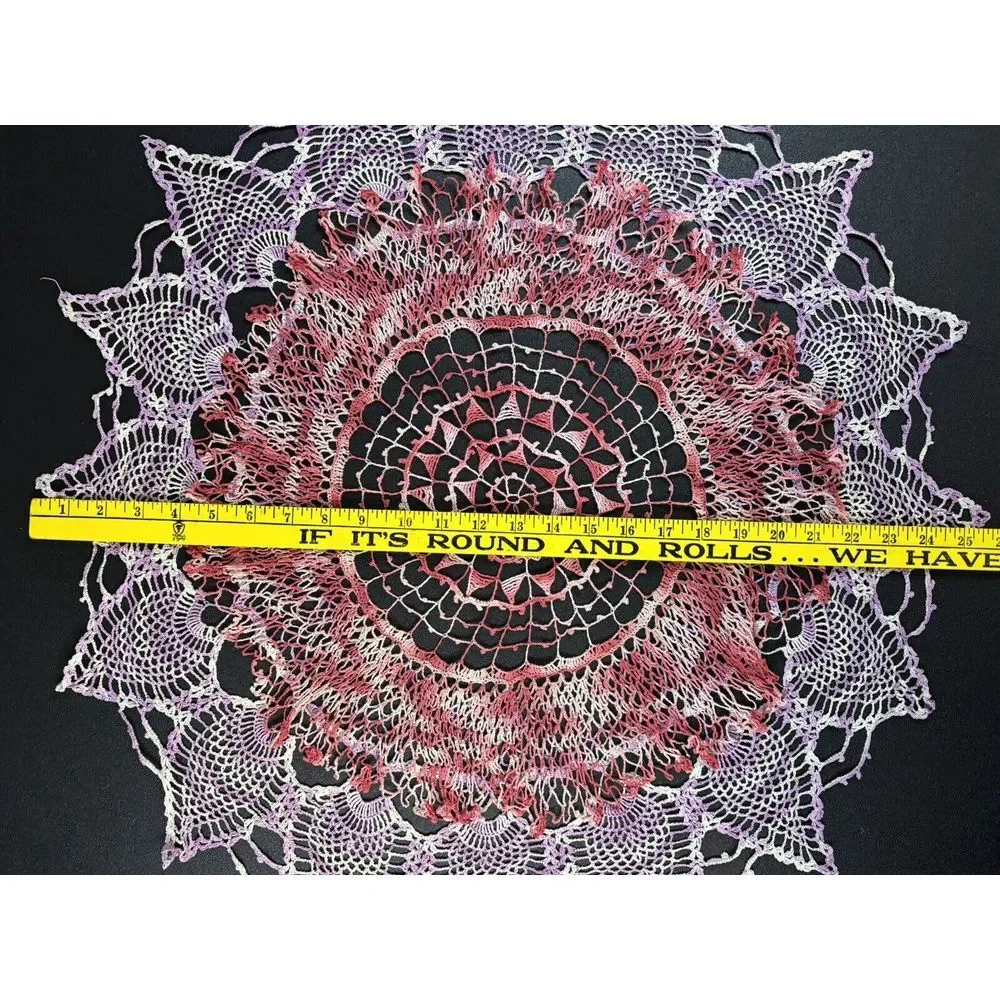 Large 26" Layered Purple &‎ Pink Handmade Doily - Picture 5 of 5